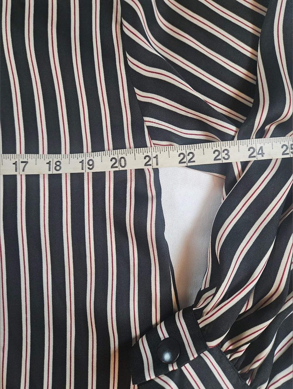 Zara Basic Womens Black & White Striped Long Sleeve Neck Tie Satin Blouse Sz L - Picture 6 of 14